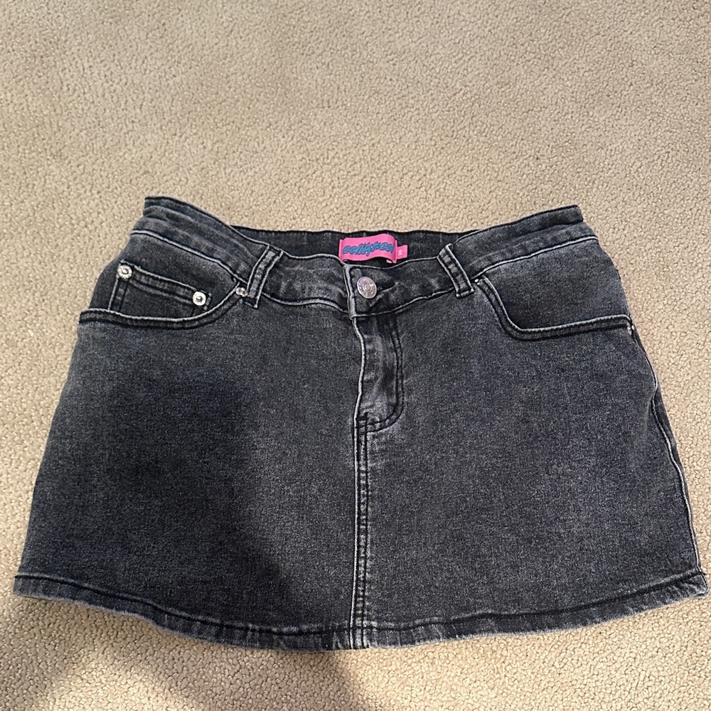 Edikted Black Denim Mini Skirt